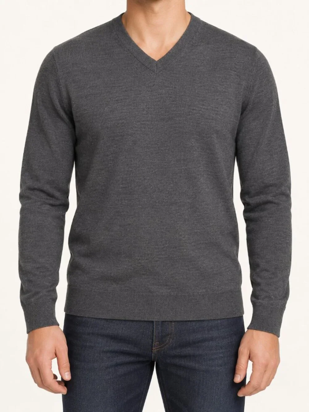 Banana Republic Men’s S 100% Merino Wool V-Neck Sweater Gray